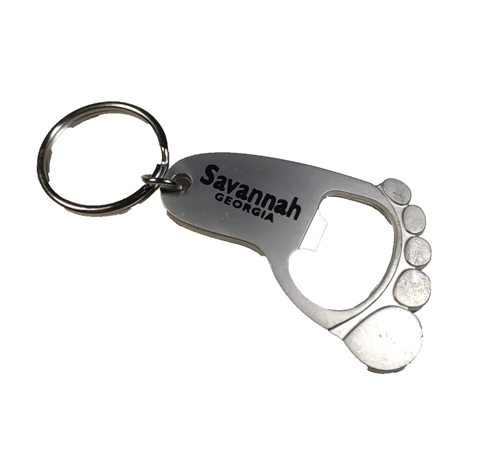 Savana Georgia Bottle Opener Keychain Foot Silver Tone Metal Souvenir
